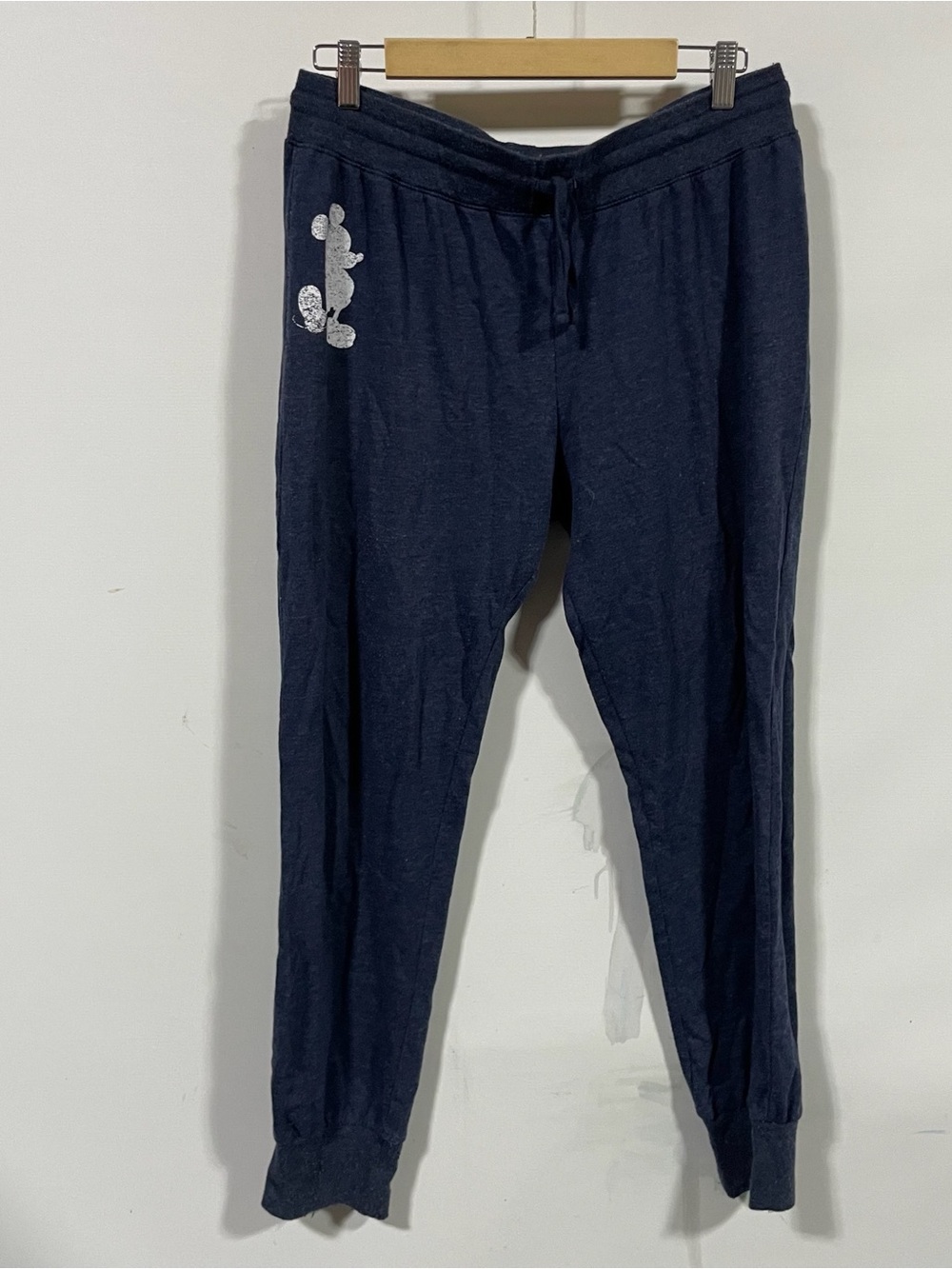 Disney Navy Blue Jogger Track Pants with Silver Mickey Accent